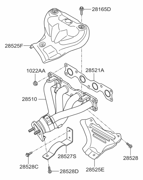 2009 Kia Forte Exhaust Manifold Assembly Diagram for 285112G000