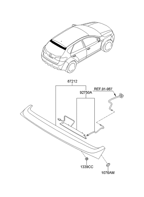 2012 Kia Forte Spoiler Assembly-Rear Diagram for 872101M500