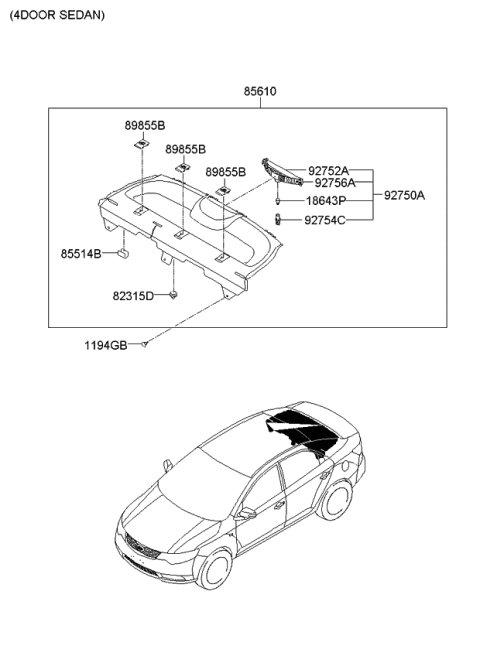 2013 Kia Forte Koup  Bulb Holder Diagram for 927301M000