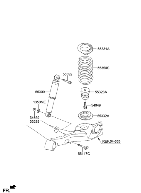 2013 Kia Forte Koup Rear Bumper Spring Diagram for 553261M000