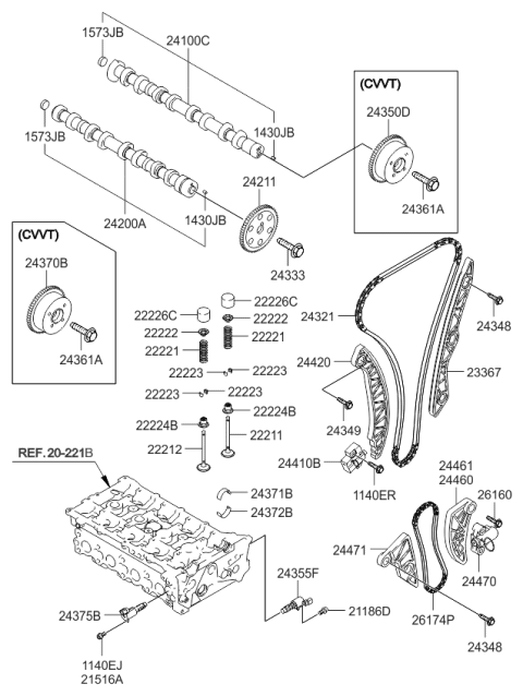 2009 Kia Forte Koup  Tensioner Arm Diagram for 2446125051