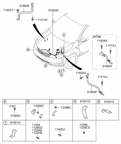 2013 Kia Forte  Wiring Assembly-Engine Ground Diagram for 918601M220