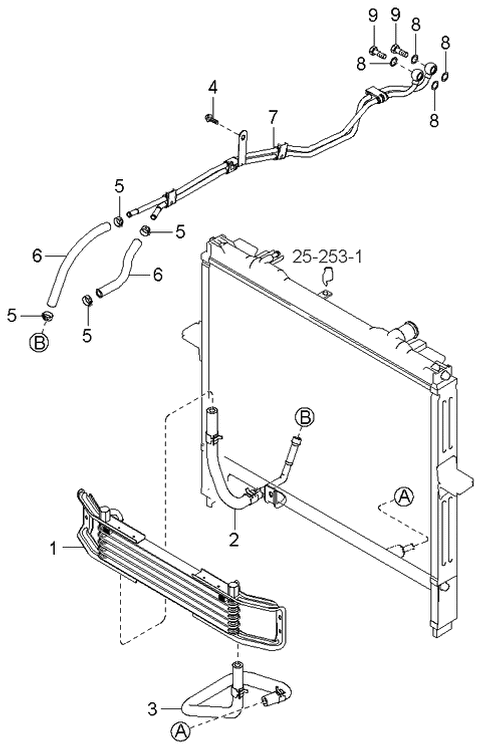 2003 Kia Sorento  Tube Assembly-Oil Cooler Diagram for 254703E600