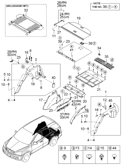 2003 Kia Sorento  Package Assembly-Tray Diagram for 857323E000GW
