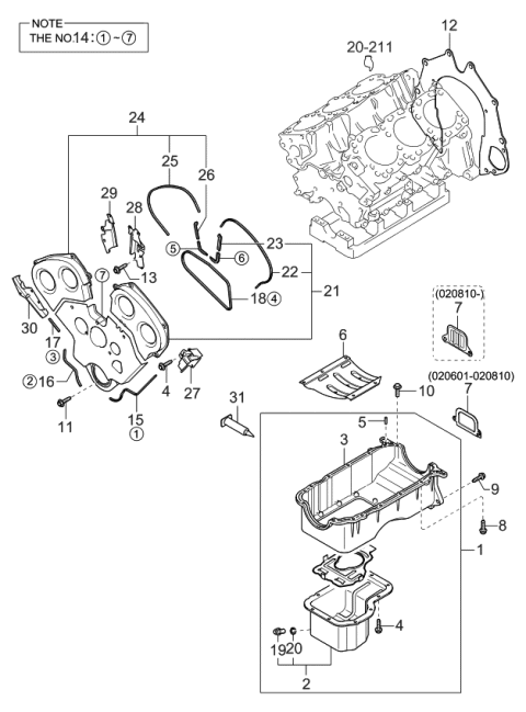2004 Kia Sorento  Gasket-Timing Cover Diagram for 2136239800