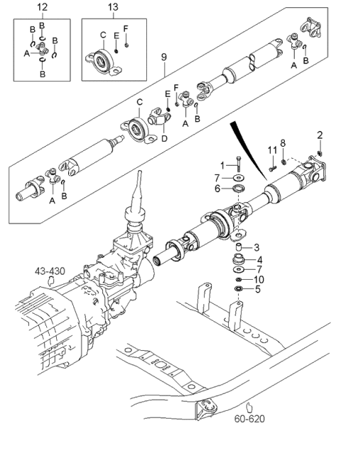 2004 Kia Sorento  Repair Kit-Center Bearing Diagram for 495753E200