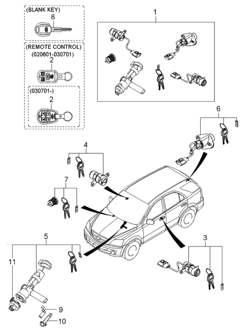2005 Kia Sorento  Slide-Ignition, Lock Diagram for 8195126000