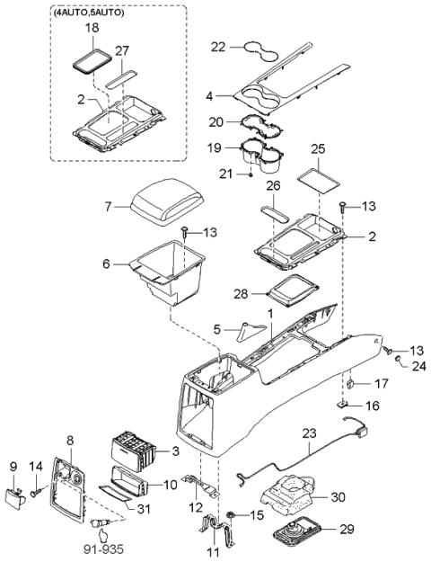 2003 Kia Sorento  Storage Box-Console Diagram for 846803E000