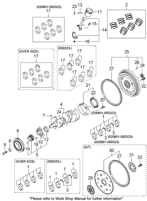 2005 Kia Sorento  Key-Crankshaft Diagram for 2312532000