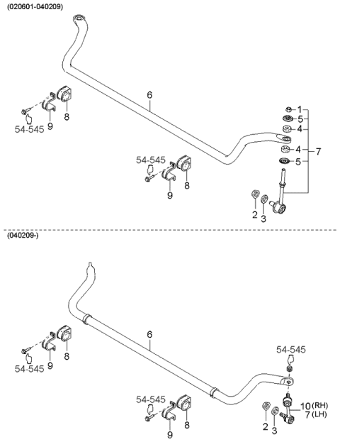 2003 Kia Sorento  Bush-Rubber, STABILIZ Diagram for 548303E020