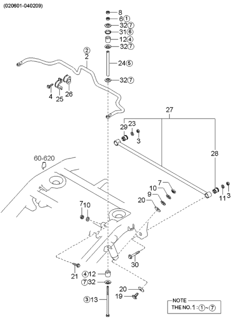 2005 Kia Sorento  Nut Diagram for 1346814003