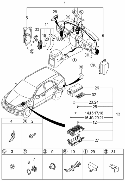 2003 Kia Sorento  Grommet Diagram for 911103E820