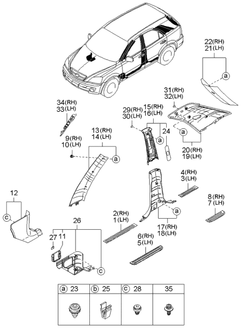 2005 Kia Sorento  Guide Seat Belt Diagram for 858273E00044