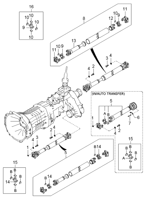 2005 Kia Sorento PROPELLER Shaft, Front Diagram for 491003E020