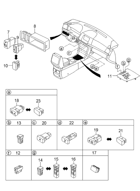 2006 Kia Amanti Plate Assembly-Crash Pad LH Diagram for 933703F30526