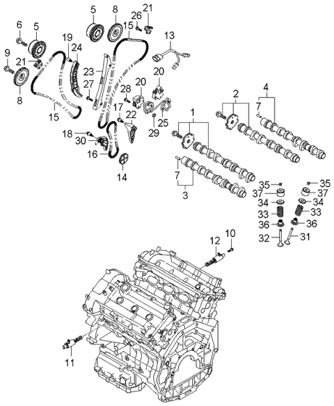 2006 Kia Amanti  Camshaft Assembly-Exhaust Diagram for 242003C105