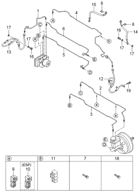 2006 Kia Amanti  Tube-Master Cylinder To Hydraulic Unit Diagram for 587183F700