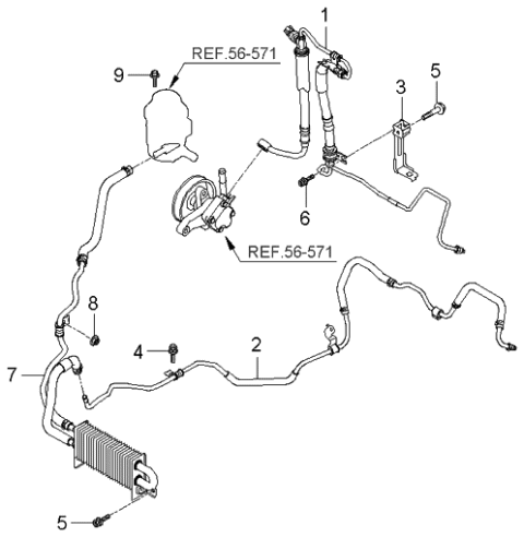 2006 Kia Amanti  Hose Assembly-Power Steering Oil Pressure Diagram for 575103F300
