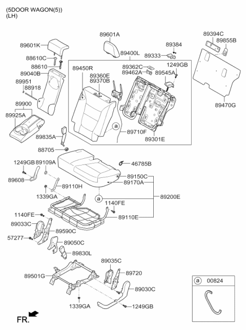 2009 Kia Sorento  Frame Assembly-Rear Headrest Diagram for 897101U110