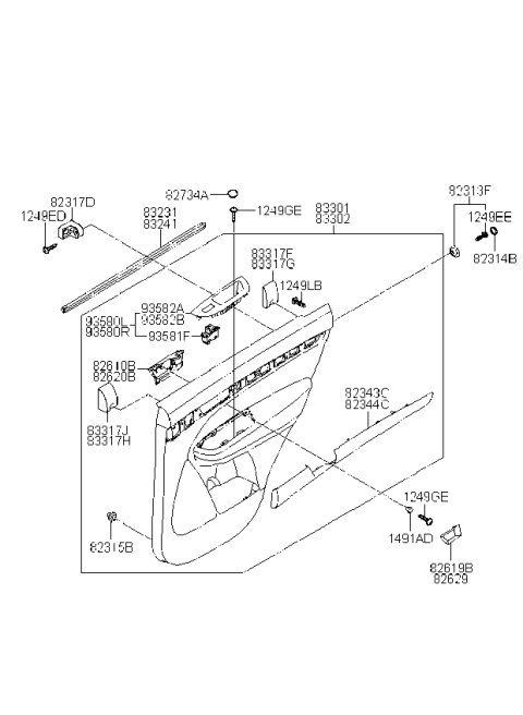 2010 Kia Sorento  WEATHERSTRIP-Rear Door Belt Inside Diagram for 832312P000