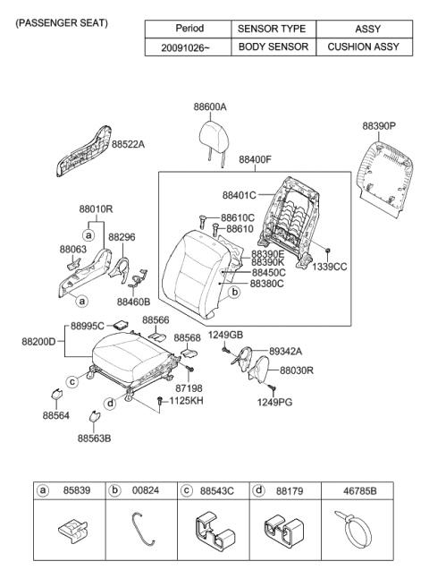 2010 Kia Sorento  Back Assembly-Front Seat Pa Diagram for 884001U270SAL
