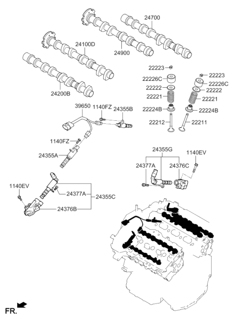 2011 Kia Sorento  Camshaft Assembly-Intake Diagram for 241003CBE2