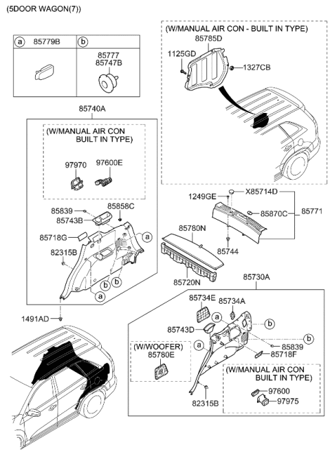 2011 Kia Sorento  Trim Assembly-Luggage Side Diagram for 857401U300H9