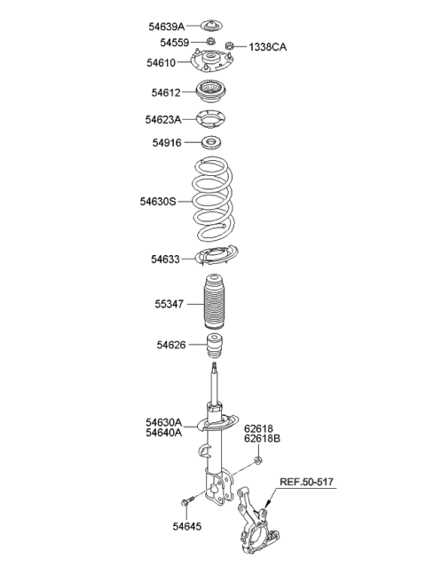 2010 Kia Sorento  Pad-Front Spring Upper Diagram for 546231U000
