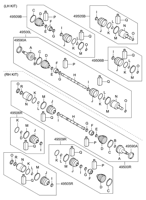 2010 Kia Sorento Boot Kit-Front Axle Differential Diagram for 495061UA00