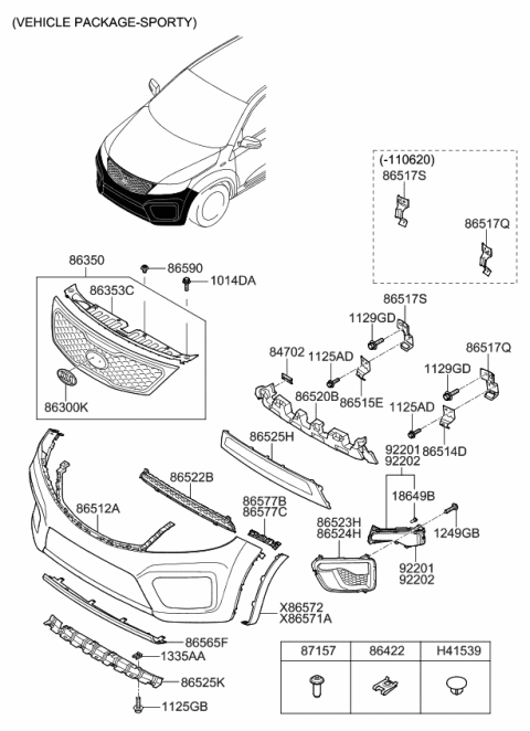 2010 Kia Sorento  Bolt Diagram for 1125410256B