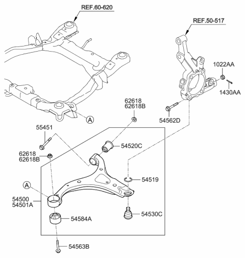 2011 Kia Sorento  Bush-Lower Arm Diagram for 545502P000