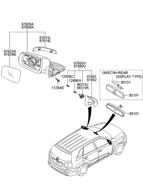 2009 Kia Sorento  Cover-Front Door QUADOORANT Diagram for 876612P000