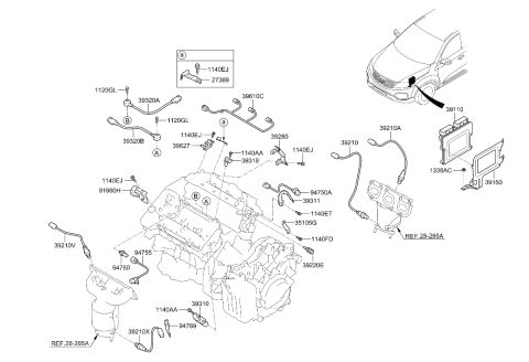 2011 Kia Sorento  Stay-Etc Diagram for 351053C300