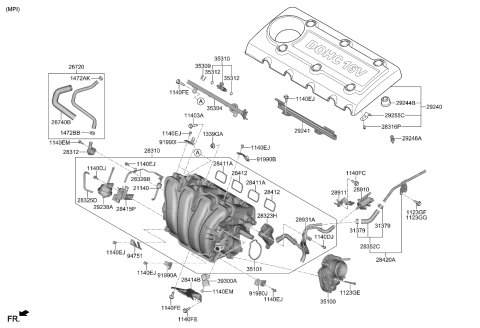 2009 Kia Sorento  Pad-PCVVALVE Diagram for 267192G750
