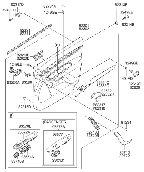 2009 Kia Sorento  Cap-Door Pull Handle Diagram for 827343A000H9