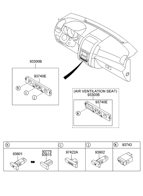 2011 Kia Sorento Switch-Air Ventilator Diagram for 937431U100