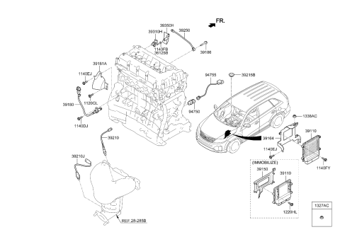 2010 Kia Sorento  Extension Wire-Oil Pressure Sensor Diagram for 947502G000