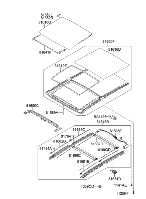 2011 Kia Sorento  Blind Assembly-Panorama Roof Front R Diagram for 816662P000J7