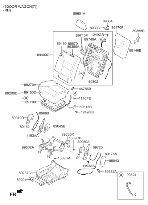 2009 Kia Sorento  RECLINER Assembly-Rear Seat Diagram for 896201U210