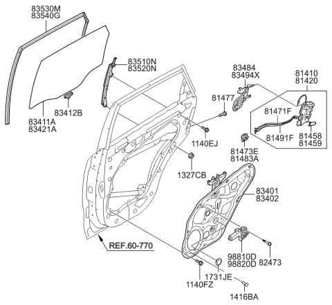 2009 Kia Sorento  Connection Cage-Door Inside Diagram for 826302P000