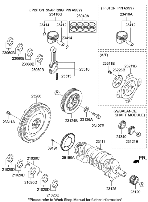 2009 Kia Sorento  Pin-Piston Diagram for 234122G500