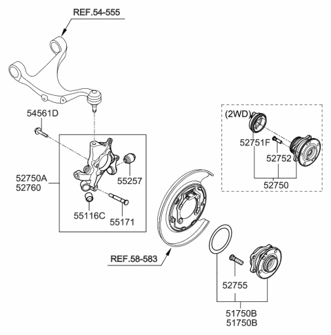 2012 Kia Sorento  Rear Bearing Sensor Diagram for 527512B100