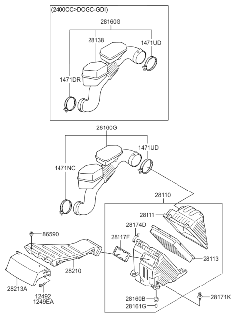 2009 Kia Sorento  Duct-Air Diagram for 282102P200