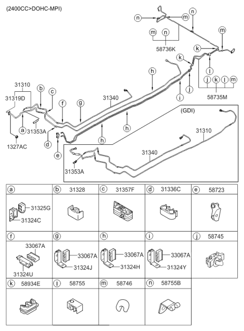 2010 Kia Sorento  Clip-Fuel Tube Diagram for 316750W000