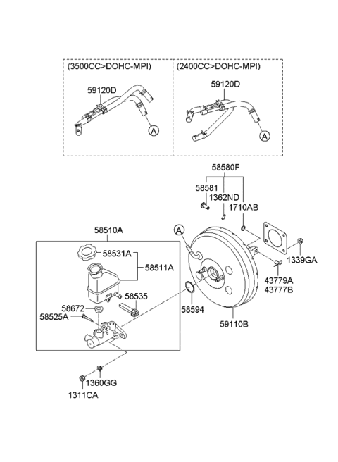 2010 Kia Sorento  Reservoir-Master Cylinder Diagram for 585111U701