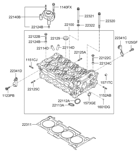 2010 Kia Sorento  Head Assembly-Cylinder Diagram for 221002G020