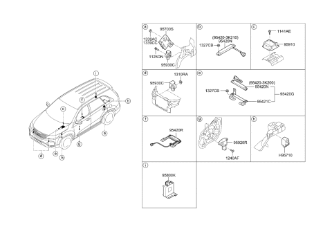 2010 Kia Sorento Sensor Assembly-Side Impact Diagram for 959202P050