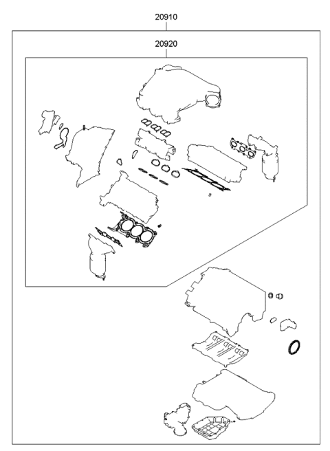 2010 Kia Sorento  Gasket Kit-Engine OVEAUL Diagram for 209203CG00