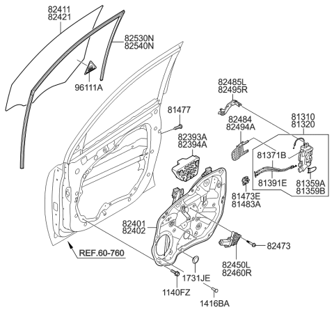 2010 Kia Sorento  Cover-Front Door Latch RH Diagram for 813592P000