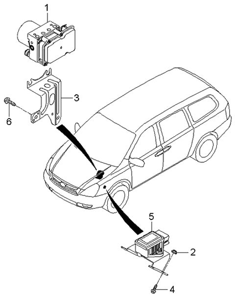 2006 Kia Sedona  Bracket-Hydraulic Module Diagram for 589604D000